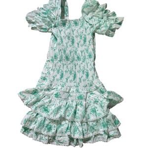 NWT Colorful Natalie White Green V-neckline Short Sleeves Mini Dress Size Small